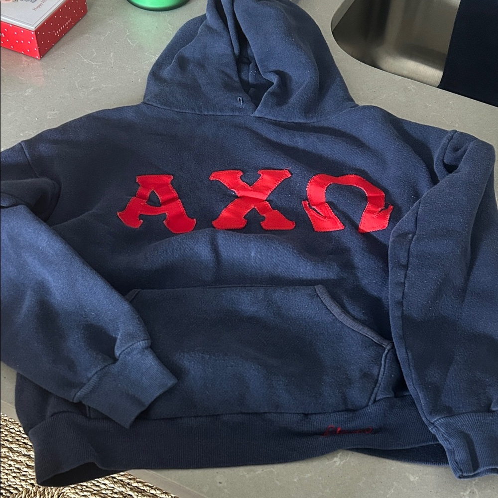 Lambda Chi Alpha fraternity Navy Blue Hoodie with Red Embroidery